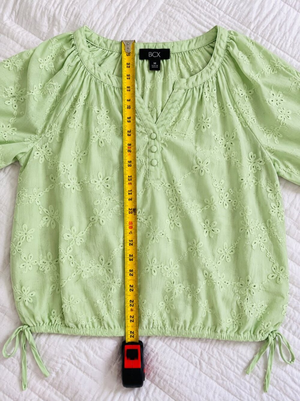BCX Mint Green Floral Embroidered Long Sleeve Blouse Size M - Picture 8 of 9